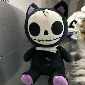 Ebros FurryBones Black Voodoo Kitten Cat With Bowtie Plush Toy